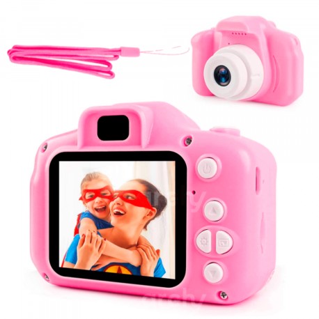 Mini Cámara para niños Pantalla Digital Foto y Video con Marcos Filtros Juegos y Correa